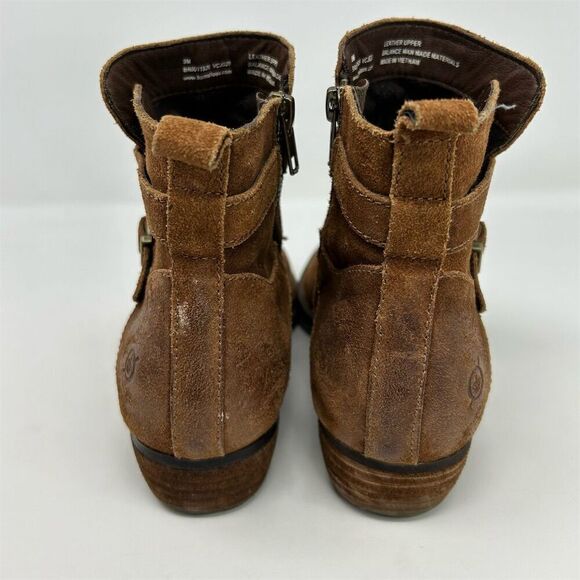 Born Women's Faywood Brown Ankle Bootie Size 9M Distressed Suede Buckle Detail - Picture 11 of 15